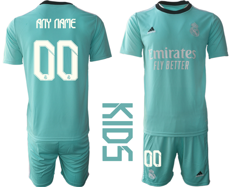 Youth 2021-2022 Club Real Madrid Second away blue customized Soccer Jersey